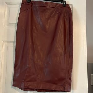 Maroon faux leather skirt
